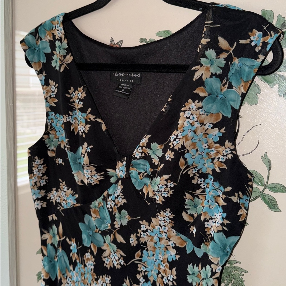 Vintage Connected Floral Whimsical Fairy Goth Flowy Midi Dress - Picture 4 of 7